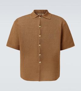 Вязанная хлопковая сетчатая рубашка Auralee, Khaki Brown