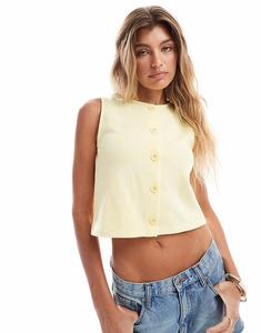 Жилет из мягкого рубчика цвета сливочного масла Miss Selfridge