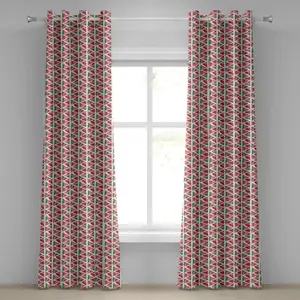 Шторы на люверсах ABAKUHAUS с акварельным рисунком, абстрактный узор арбуза в треугольнике, тропический дизайн в стиле хиппи, нарисованный вручную, декоративные двухпанельные шторы, 280 см x 175 см, цвет кораллово-розовый, бирюзовый Abakuhaus