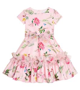 Хлопковое платье с цветочным принтом Monnalisa, мультиколор