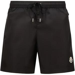 Плавательные шорты с завязками и нашивкой-логотипом Moncler, черный
