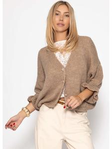 SASSYCLASSY Кардиган с рукавами три четверти, бежевого цвета