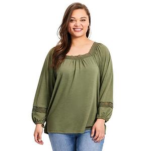 Женский топ с кружевной отделкой plus size Avenue, Olive Green