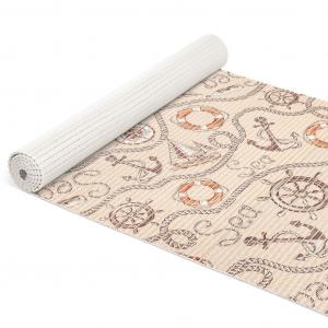 Коврик для ванной, противоскользящий коврик из мягкой пены, коврик из мягкой пены, коврик для ванной комнаты, релаксация, морской компас, якорь, коврик для ванной, бежевый, ширина 65 см, длина 1000 см Roman Yakovlev Handelshaus ANRO, темно-синий