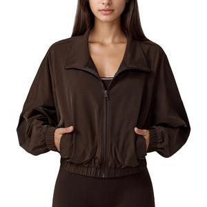 Женская куртка-толстовка с молнией, высоким воротником, длинными рукавами и эластичным низом Anna-Kaci, Brown