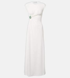 Длинное платье из джерси с отделкой из минеральных камней Christopher Esber, White