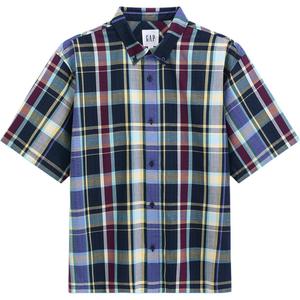 Рубашки унисекс с отворотом, умеренной длины GAP, marine синий plaid