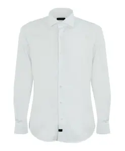 Эластичная рубашка с воротником-стойкой в виде акулы. Fay, белый