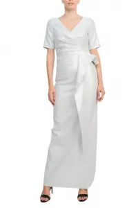 Платье Aidan By с V-образным вырезом, плиссировкой, застежкой-молнией сзади, короткими рукавами и разрезом на спине, из тафты Truedames