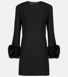 Мини-платье Crepe Couture с цветочной аппликацией Valentino, Nero