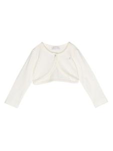 Monnalisa укороченный кардиган с логотипом, нейтральный цвет