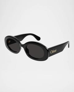 Овальные солнцезащитные очки Naomy из ацетата Chloe, цвет Shiny Black