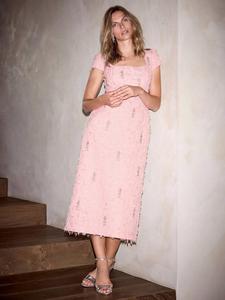 Платье миди с вышивкой в стиле жаккард Mint Velvet, Pink Light