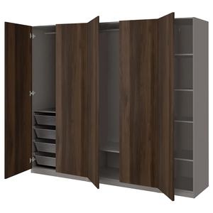 Гардероб PAX/STORKLINTA IKEA, 250x60x201 см, цвет dark grey/dark brown stained oak effect
