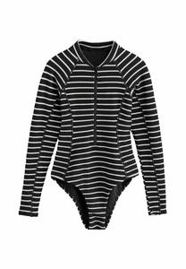 Купальник Next LONG SLEEVE, Black White Stripe/Black