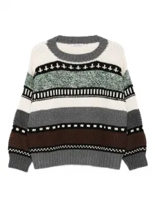 Свитер, фактурная вязка в полоску Liska, серый