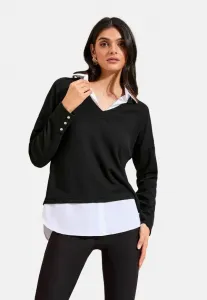 Джемпер из поплина, стандартный крой, модель 2 в 1, с пуговицами на плечах. Friends Like These, Black