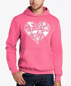 Мужская худи с тематическим принтом ко Дню всех святых Heart Word Art LA Pop Art, розовый