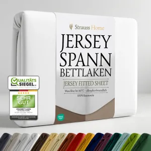 Простыня на резинке Jersey, 100% хлопок, 140x200-160x200 см (белая) Strauss Home