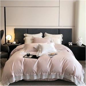 Zixmix Комплект постельного белья из египетского хлопка 1000TC белый с кружевным краем