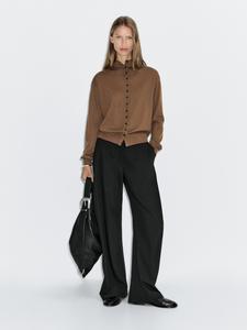 Вязаный кардиган с воротником-стойкой Massimo Dutti, Toffee