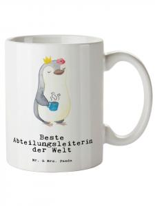 Кружка XL Penguin "Лучший руководитель отдела W..." белого цвета Mr. & Mrs. Panda