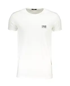 Белая футболка с круглым вырезом и принтом. Cavalli Class, белый