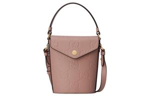GUCCI Кожаная сумка ведро через плечо миниатюрная женская розовая