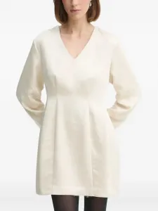 Платье с V-образным вырезом и складками HERSKIND, нейтральный