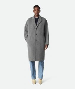 Double splitable cashmere coat BOTTEGA VENETA, серый меланж
