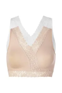 Комплект из 2 удобных бюстгальтеров с кружевной отделкой Cotton Traders, бежевый
