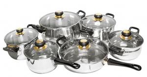 Набор стальных кастрюль - 12 предметов - кастрюли и кастрюли со стеклянными крышками Spetebo