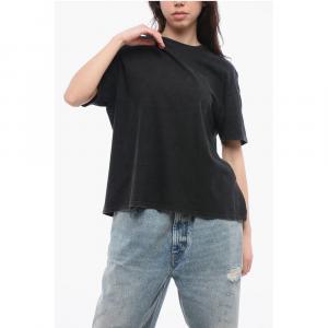 Футболка с круглым вырезом и эффектом кислотной стирки R13, Black