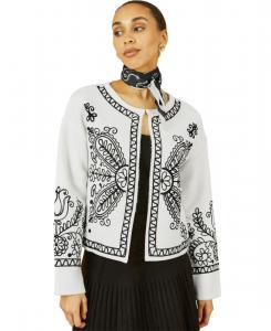 Женский вязаный кардиган в народном стиле от края до края Yumi, Ivory