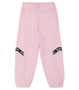 Хлопковые спортивные брюки с логотипом Balmain Kids, Rosa Chiaro