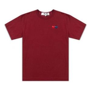 Футболка double hearts t-shirt 'burgundy' Comme Des Garcons Play, бургундия