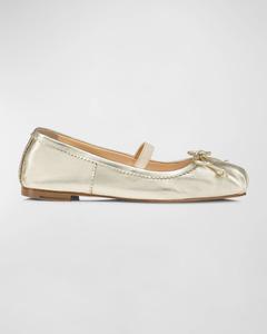 Кожаные балетки для девочек, для малышей/детей Christian Louboutin, цвет Platine