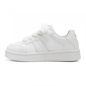 Женские низкие скейтерские кроссовки PU Synthetic Leather Coverage Lightweight Height Increasing HUANQIU, pure белый