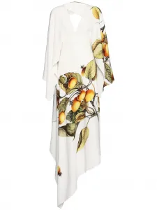 Платье миди асимметричного кроя с принтом Ferragamo, белый