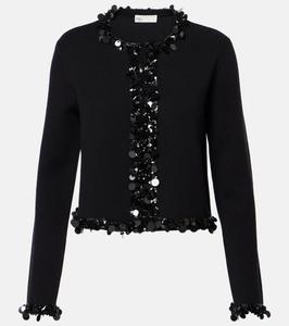 Кардиган Kendra из шерсти и кашемира с пайетками Tory Burch, черный