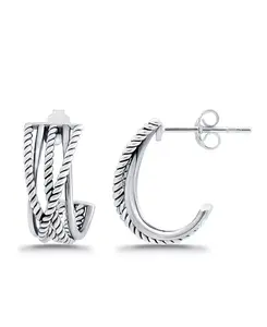 Серьги-Кольца J-Hoop с полированной оксидированной отделкой Macy'S, silver