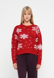 Джемпер ONLY ONLXMAS ROLFA O NECK SNOWFLAKES, Cloud Dancer/Red