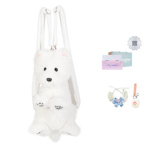 Плюшевая кукла West Highland в виде рюкзака игрушка с брелоком в виде кошачьей лапки и шарфом 40*20*20см высота Chongker