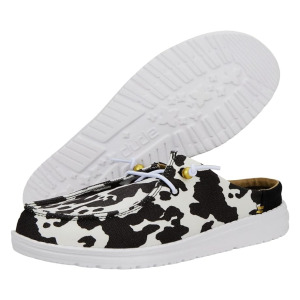 Кроссовки Hey Dude Wendy Slip Classic, цвет White/Black Cow Print