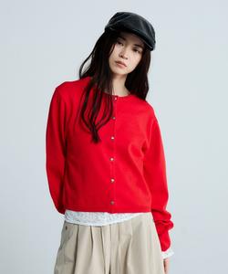 Кардиган с ребристой отделкой 14G на кнопках Jeanasis, цвет Red(35)