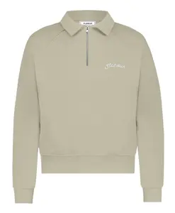 Бежевый свитер-реглан с застежкой-молнией до середины груди FlãNeur, бежевый