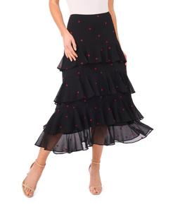 Женская многоярусная юбка миди с оборками и воланами CeCe, Rich Black
