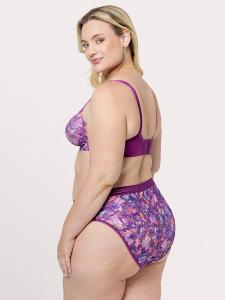 Кружевные трусики-слипы с высоким вырезом без косточек Curvy Couture, enchanted twilight