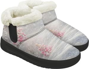 Женские зимние ботинки теплые, удобные, с противоскользящей подошвой, с плюшевой подкладкой, короткие, на щиколотку, для зимнего отдыха на улице Gdxynsmny, Pink & Greeen Christmas Tree