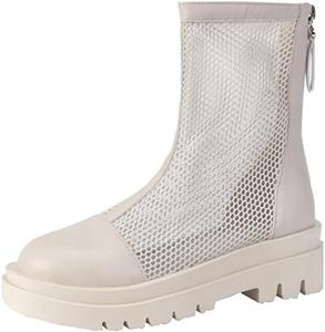 Generic Сетчатые ботинки для женщин на платформе, боевые сандалии с высокой подошвой, круглым носком и молнией сзади, вечерние сетчатые ботильоны